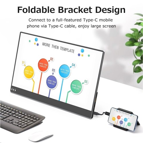 

13.3 inch Portable Monitor IPS Screen 3840*2160 Resolution with Integrated Foldable Bracket Wide Compatibility Silver UK Plug