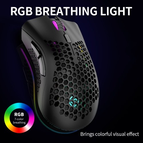 

2.4G Wireless Gaming Mouse Rechargeable Mouse with RGB Light Effect 3 Adjustable DPI Hollowed-out Honeycomb Design Blue