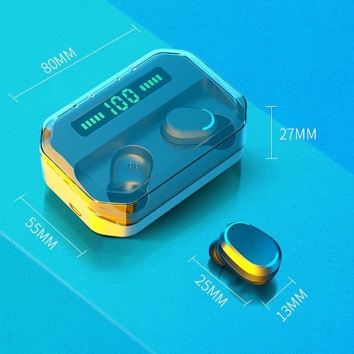 

M8 Wireless BT Earphone with LED Power Display Mini Design Waterproof Ear-in Headset for Sport/Vehicle Android/IOS Blue