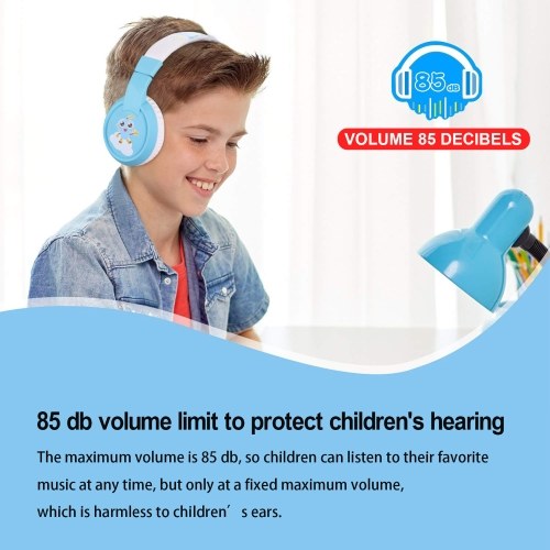 

Children’s BT Headphone BT 5.0 Kids Headphone Built-in HD Microphone BT Headset Support TF Card for Children Study/Entertainment Blue