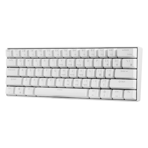 RK61 BT e teclado de modo duplo com fio com luz de fundo azul 61 teclas mini teclado mecânico para telefone / tablet branco com interruptores OUTEMU azuis