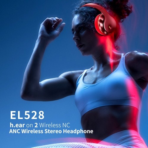 

EL528 Wireless BT Headphone Foldable Stereo ANC Headset Sports Gaming TF/FM/Wired Mode Earphone for Phone/Laptop/PC Red&Blue