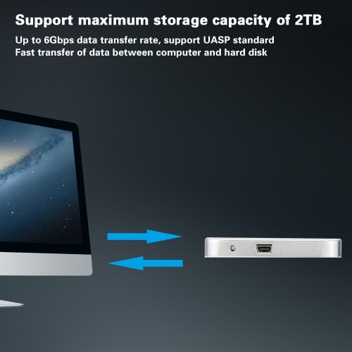 

Slim Super Speed 6Gbps Aluminum 2TB 2.5" SATA SSD HDD Hard Disk Drive to USB 3.0 Converter Adapter Card External Enclosure Case Caddy + USB Cable