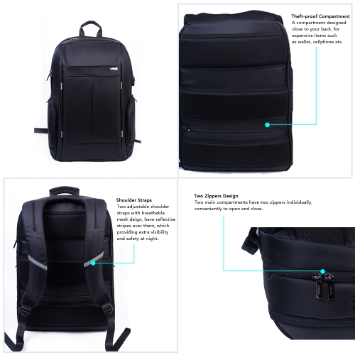 

OSOCE Laptop Backpack Anti-Theft Men & Women College School Computer Trave Bag for 17in Laptop with Waterproof Cover