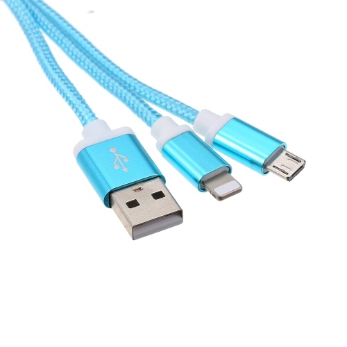 

2-in-1 USB 2.0 Male to Type-C/(For) Lightening Nylon Braided Charge Cable