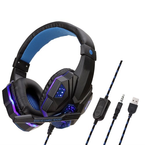 830 kabelgebundene spiel kopfhörer computer gaming kopfhörer led licht rauschunterdrückung headset stirnband für xbox one playstation 4 mit mikrofon