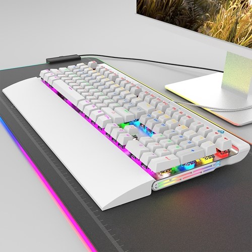 

AJAZZ Механическая игровая клавиатура Синий переключатель N-Key Rollover 108 клавиш 9 сенсорных клавиш Цветные световые эффекты Программируемые кнопки Поддержка Windows и Mac (белый)