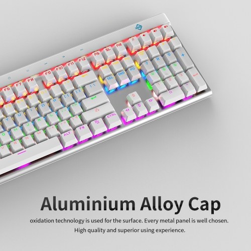 

AJAZZ Mechanical Gaming Keyboard Blue Switch N-Key Rollover 108 Keys 9 Touch Keys Colorful Light Effect Programmable Buttons Support Windows and Mac (White)