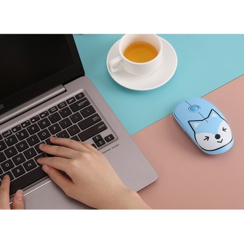 

FD E680 2.4G Wireless Mouse Super Cute Cartoon Style ABS Silent Clicks Ergonomic Mute Mice With Mouse Mat Low Power Consumption Blue