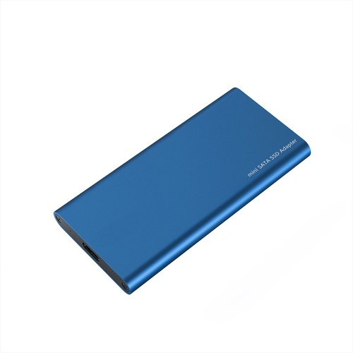 Typ-C-zu-mSATA-SSD-Gehäuse Tragbares mSATA-Solid-State-Laufwerk Hochgeschwindigkeits-USB3.1-mSATA-SSD-Gehäuse Blau
