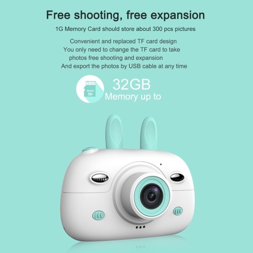 

Mini Kids Digital Camera 1.8MP Front Rear Camera Selfie 2.4inch IPS HD Screen Double Flashlights Lovely Camera Blue