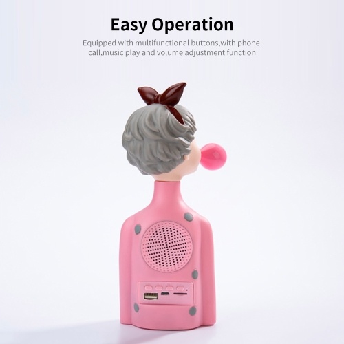 

Y-355 Popo girl Wireless BT 5.0 Audio Player Support TF Card/FM Radio Mode Mini Portable TWS Stereo Sound Audio Player Pink