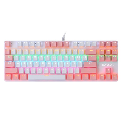 87 Keys Wired Mechanical Keyboard Mixed Light Mechanical Keyboard with Mechanical Blue Switch Suspension Button