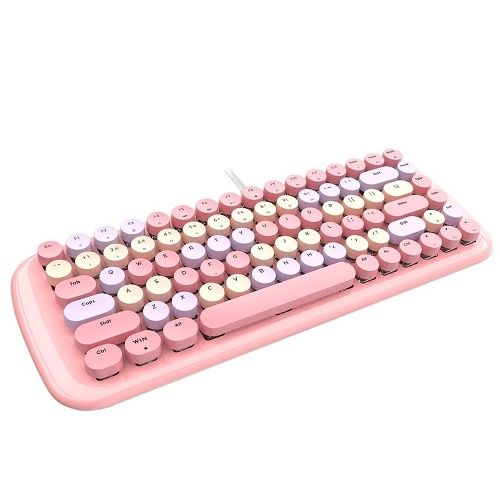 Mofii Candy M Wired Mechanical Keyboard 84 Keys Gaming Keyboard with Blue Switch White Backlight Multimedia Shortcuts Pink