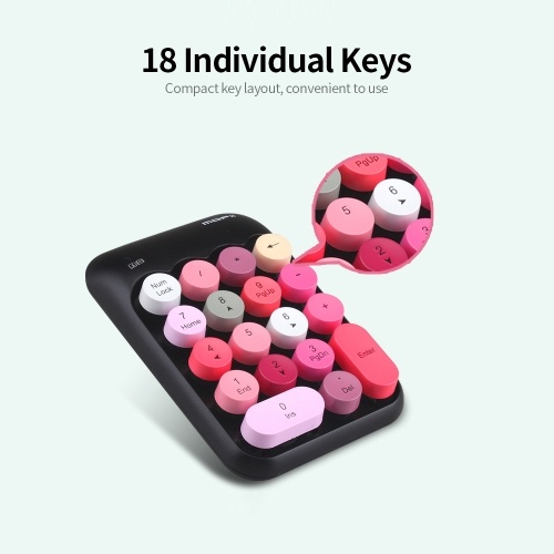 

Mofii X910 2.4G Wireless Keyboard Numeric Keyboard Portable 18 Keys Financial Accounting Office Keyboard Pink(Mix Color)