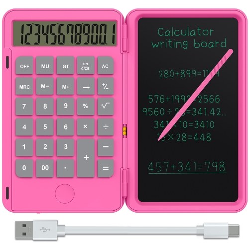 Calculator Writing Board USB Charging Carry on Convenient for Work and Study Also Inkless Drawing Or Planning Boards Pink