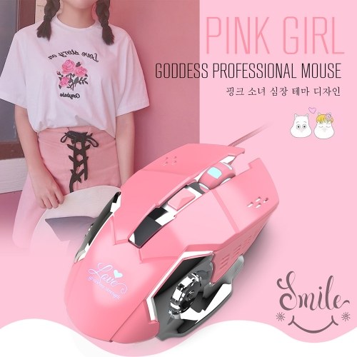 

HXSJ X500 Wired Mouse Lighted USB2.0 Extension Cable 4 Adjustable 3200DPI Silent Gaming Mouse Valentine Gift