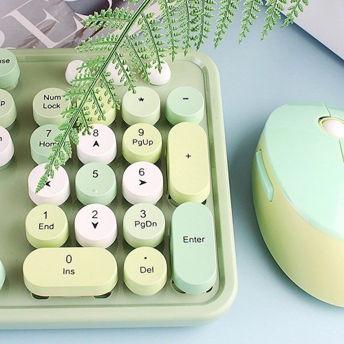 Mofii Sweet Keyboard Mouse Combo Mixed Color 2.4G Wireless Keyboard Mouse Set Circular Suspension Key Cap for PC Laptop Green 