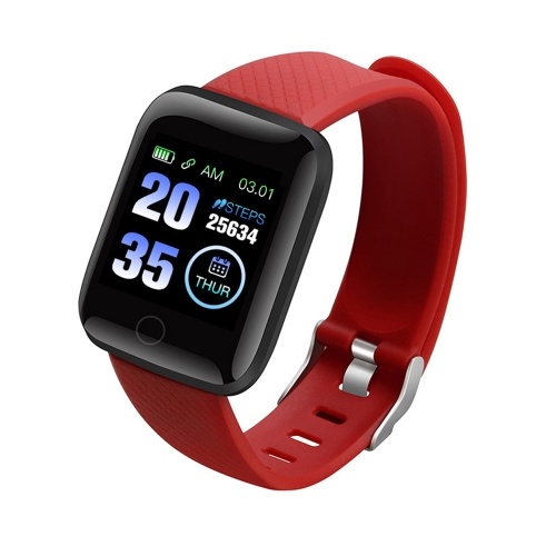 1.3-inch Touchscreen Smart Bracelet Sports Watch Waterproof Fitness Tracker Blood Pressure Heart Rate Blood Oxygen Monitor Red