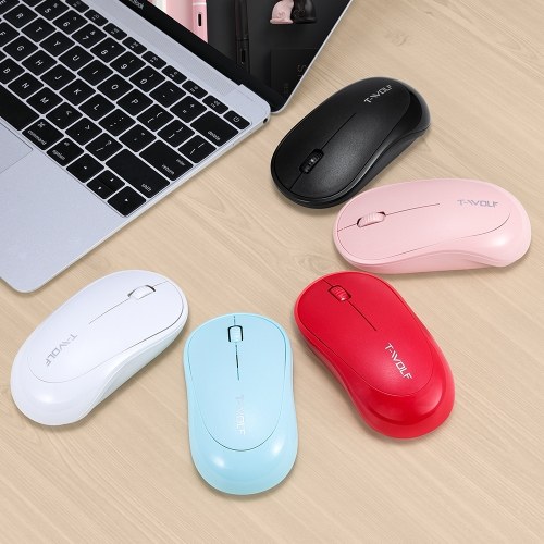 

T-WOLF Q18 2.4G Wireless Optical Office Mouse 3 Button 1000 DPI Ergonomic Gaming Mouse for PC/Laptop Red