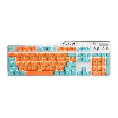 AJAZZ AK35i Mechanical Keyboard 104 Keys Wired Gaming Keyboard with PBT Keycap Multimedia Keys Blue&White Blue Switches