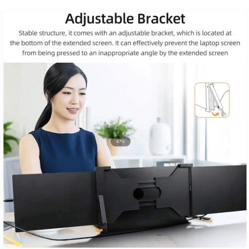 15 inch Portable Triple-screen Monitor Laptop Expansion Screen 1920*1080 Resolution Easy Installation for 15-17 inch Laptop 