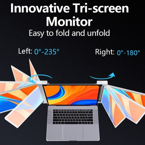 14 inch Portable Triple-screen Monitor Laptop Expansion Screen 1920*1080 Resolution Easy Installation for 15-17 inch Laptop 