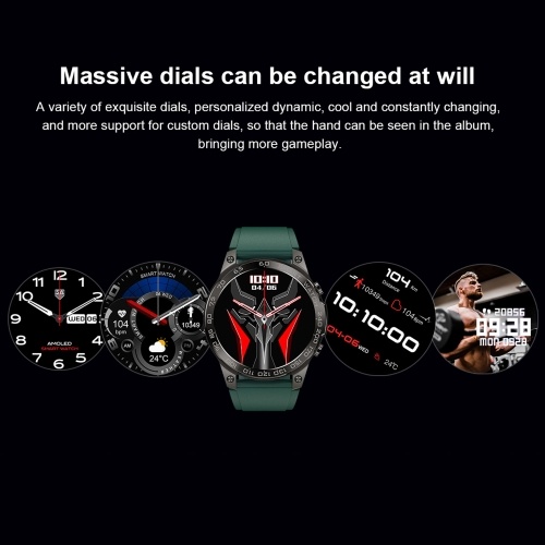DM50 1.43inch Smartwatch HD Color Touchscreen IP68 Waterproof Fitness Tracker Compatible with Android iOS 
