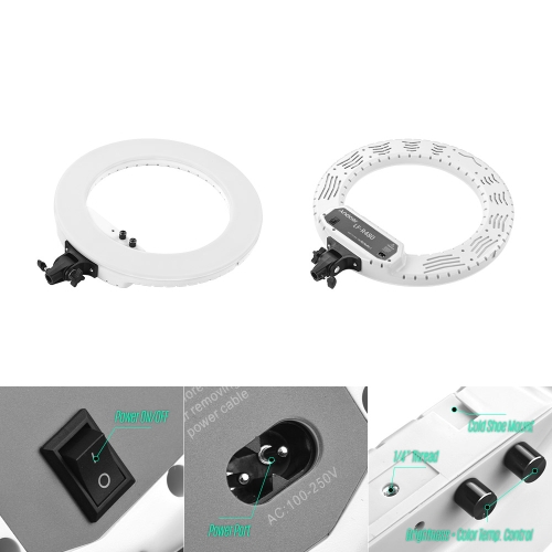 

18inch LED Video Ring Light Kit with 2m Light Stand/ Phone Holder/ Bag 80W Dimmable 3200K-5800K Bi-color for Photo Video Studio