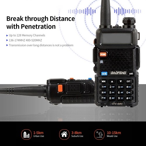

BAOFENG BF-UV5R FM Transceiver Dual Band Handheld Transceiver 128CH Amateur Portable Radio Long Standby Black US Plug