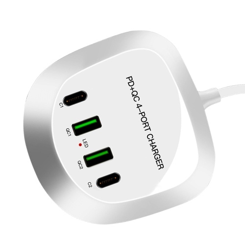 

4 Ports Fast Charger 2 QC3.0+2 PD Charger Quick Charging 100-240V Wide Voltage Wide Compatibility US Plug