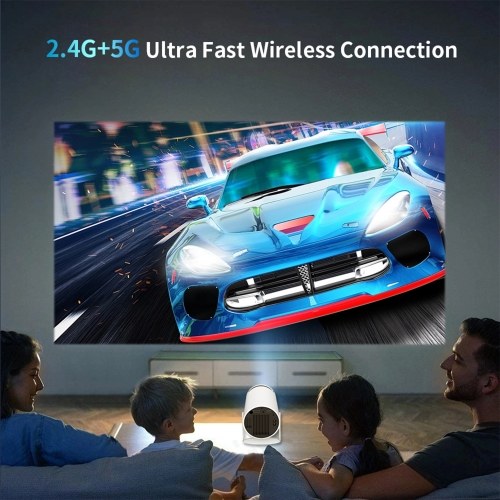 Projector 4K Decoding 120 ANSI Lumens 2.4G+5G WiFi Keystone Correction Portable Projector Quad-core Android 11 Up to 130inch Large Screen for Office Home Theater Phone 