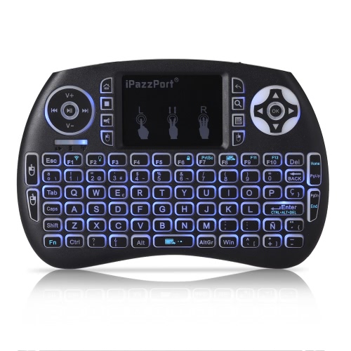

iPazzPort KP-810-21SDL Handheld 2.4G Wireless Multimedia Mini Spanish Version Keyboard with Touchpad Mouse Remote Control with Bac