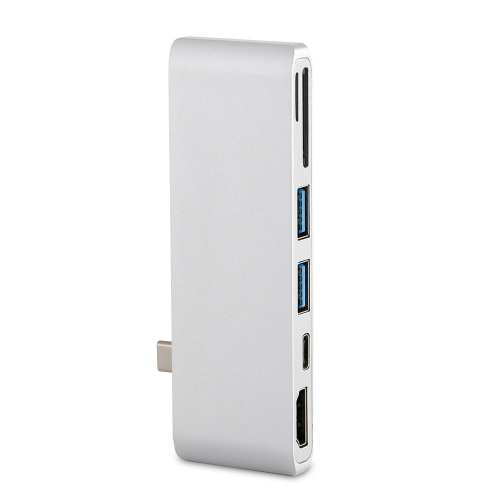 

Многопортовый адаптер USB C Hub Type-C Hub Splitter Card Reader & HUB с слотами для карт Micro SD / TF и ​​SD USB-C и Dual USB 3.0 Порты Быстрая скорость передачи данных Plug and Play для MacBook 13 "/ MacBook Pro и других ноутбуков типа-c