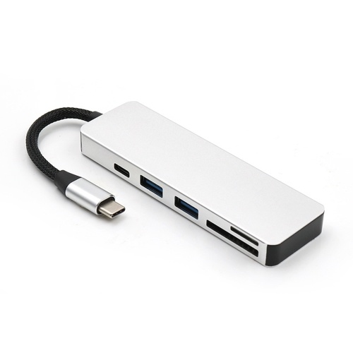 5-in-1 USB C Hub Multi-Port Adapter with 1 USB 3.1 Port and 2 USB 3.0 Ports SD TF Card Reader for Type C Devices
