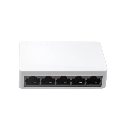 Network Switch 5 Ports Fast Ethernet 10/100Mbps LAN RJ45 Switcher Hub with Power Adapter for Desktop PC
