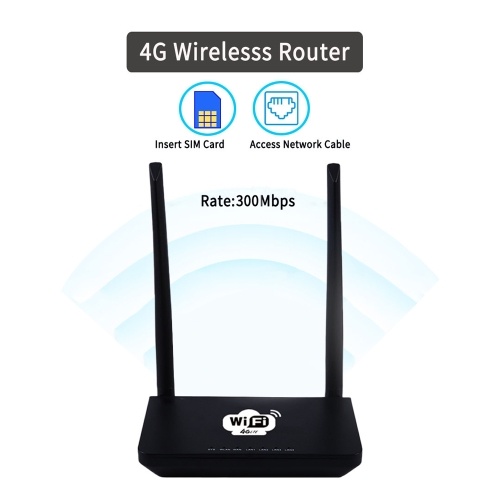 

4G Wireless Wifi Router LTE 300Mbps Mobile MiFi Portable Hotspot with SIM Card Slot US Plug (Black)