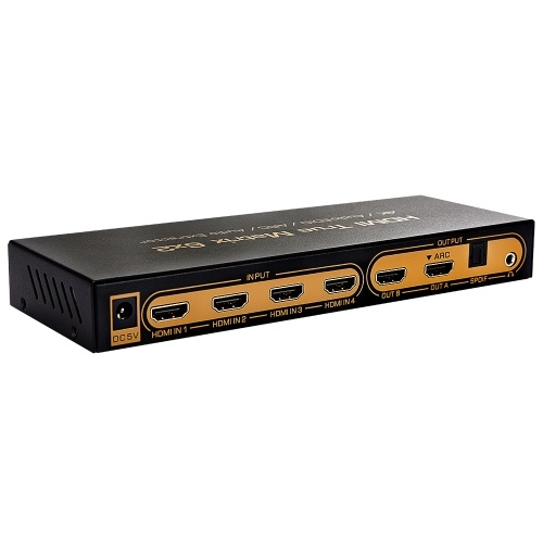 NK-H62 Commutateur matriciel HDMI 6X 2 Audio 4K Extracteur audio EDID ARC Prise en charge du commutateur / séparateur 6 en 2 Sorties Ultra HD 4K x 2K 3D 1080p ARC PIP avec télécommande IR et adaptateur secteur