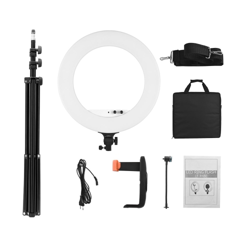 

18inch LED Video Ring Light Kit with 2m Light Stand/ Phone Holder/ Bag 80W Dimmable 3200K-5800K Bi-color for Photo Video Studio