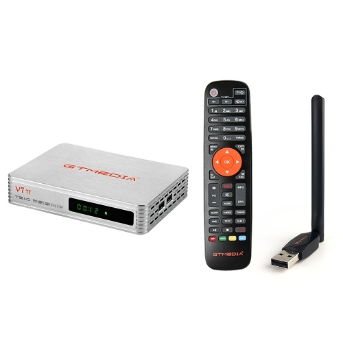 Receptor de TV GTMEDIA V7 TT 1080P Full HD DVB-T / T2 / Cable / J.83B Soporte Multi PLP Soporte USB PVR Ready + GTMEDIA 150Mbps USB WiFi Dongle USB2.0 Red inalámbrica Adaptador WiFi Ethernet 802.11b / g / nw / Antena para DVB -S2 STB