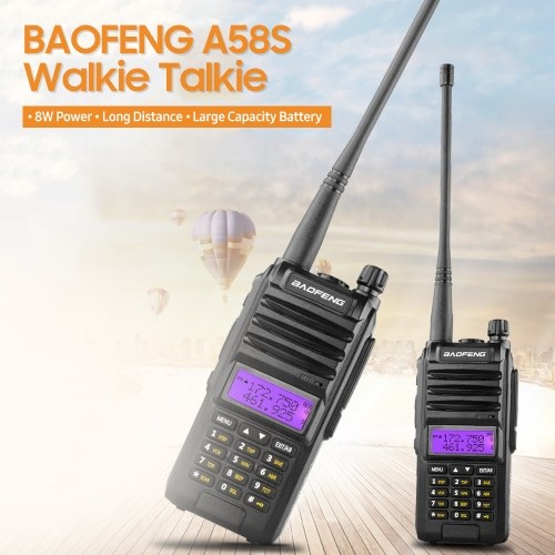 BAOFENG A58S Portable Two-way Radio Handheld Walkie Talkie FM Transceiver 8W Power Long Distance with Flashlight EU Plug, TOMTOP 