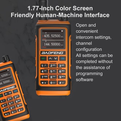 

Baofeng UV-17 Walkie Talkies Двухчастотные и двухдиапазонные рации с 1,77-дюймовым цветным экраном с шумоподавлением Многофункциональная рация
