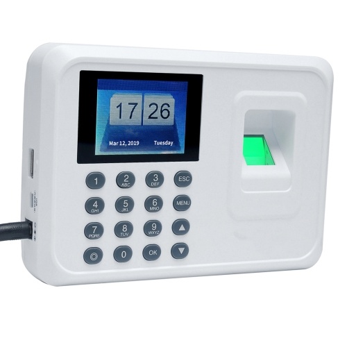 Inteligente biométrico de huellas dactilares contraseña máquina de la atención del empleado Comprobación de grabador de 2,4 pulgadas TFT LCD de pantalla DC 5V atención del tiempo Reloj