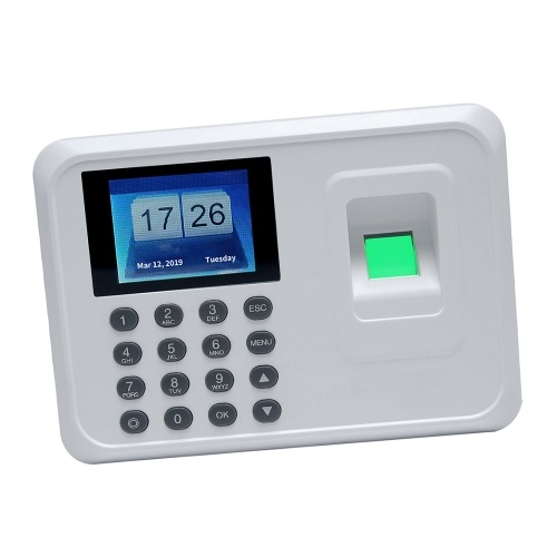 Intelligent Biometric Fingerprint Password Attendance Machine Employee Checking-in Recorder 2.4 inch TFT LCD Screen DC 5V Time Attendance Clock