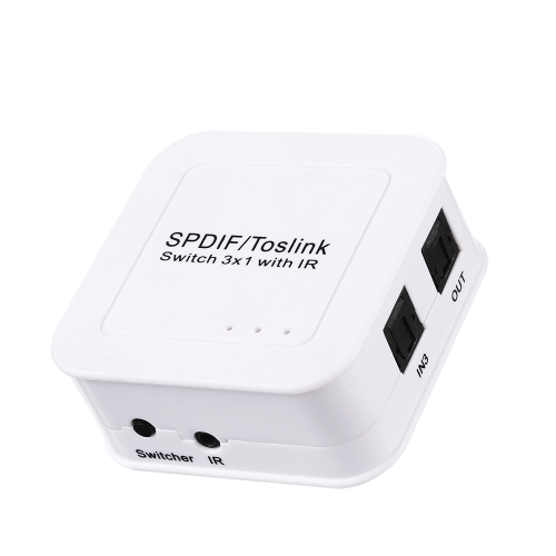 SPDIF Optical Audio Switcher with Remote Control Digital TOSLINK Switch Box (3 Inputs 1 Output)
