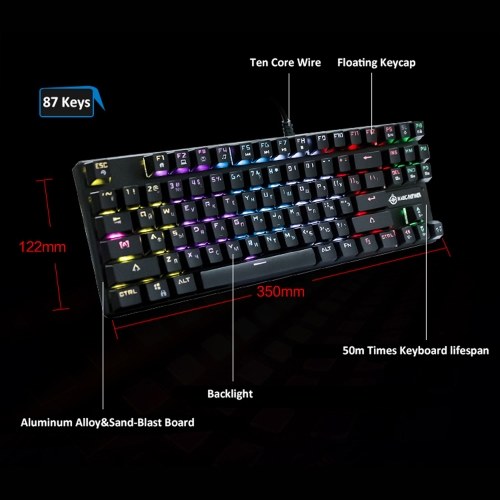 

Magic-Refiner 1506 Mechanical Gaming Keyboard USB Wired RGB Backlight Blue Switch 87 Keys For Gamer Office E-Sports Russian Version