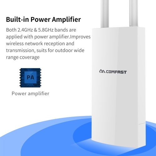 

COMFAST CF-EW72 1200Mbps 802.11AC Dual-Band Outdoor Wireless AP Router 2.4G+5.8G WiFi Coverage