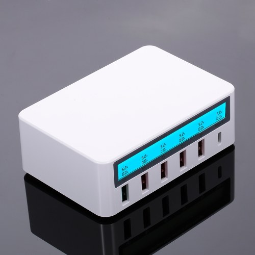 Stazione di ricarica intelligente con 6 porte Dock di ricarica USB LCD QC3.0 Ricarica rapida Stazione di ricarica di compatibilità universale per uso in famiglia e in ufficio