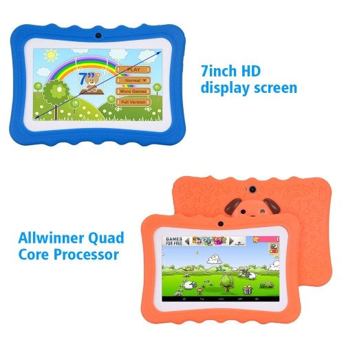 

Q728 Quad Core 7inch Tablets PC WIFI Educational Learning Computer for Children Kids Android 4.4 with Silicone Case Blue EU Plug