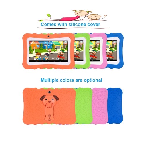 

Q728 Quad Core 7inch Tablets PC WIFI Educational Learning Computer for Children Kids Android 4.4 with Silicone Case Pink EU Plug